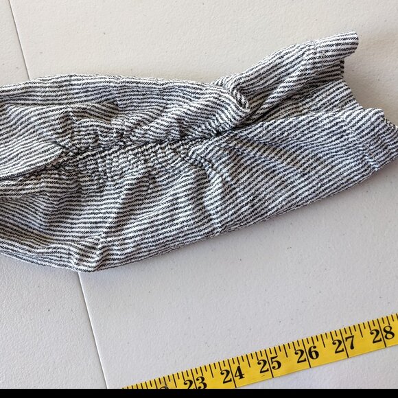 Max Studio striped linen blend blazer, rouching at sleeves, extra button - Picture 10 of 12